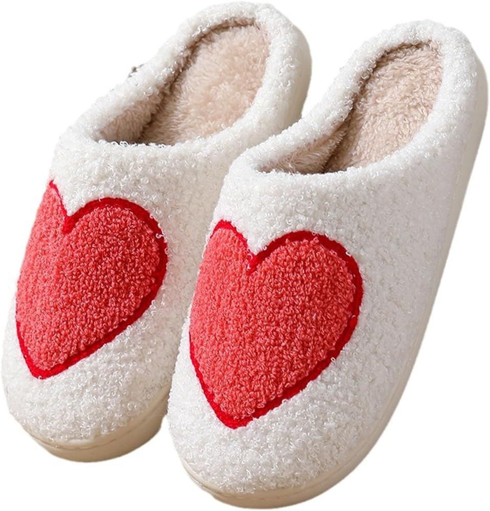 Womens Red Heart Slippers Cute Heart Winter Slippers Warm Plush Slippers Valentine 's Day Gifts f... | Amazon (US)