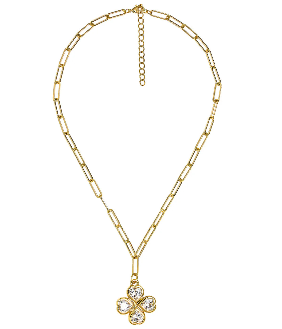 Jamie Clover Necklace- PaperClip Chain- 18k Plated | Lisi Lerch Inc