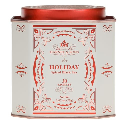 Harney & Sons Holiday Tea – Black Tea with Almond, Orange & Vanilla flavors with Cinnamon & Cloves in a Giftable Tin, 30 count | Amazon (US)