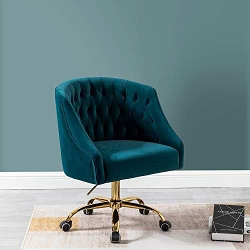 Velvet Low Back Task Chair for Home Office or Vanity - Teal | Amazon (US)