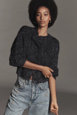 By Anthropologie Boat-Neck Tinsel Cardigan Sweater | Anthropologie (US)
