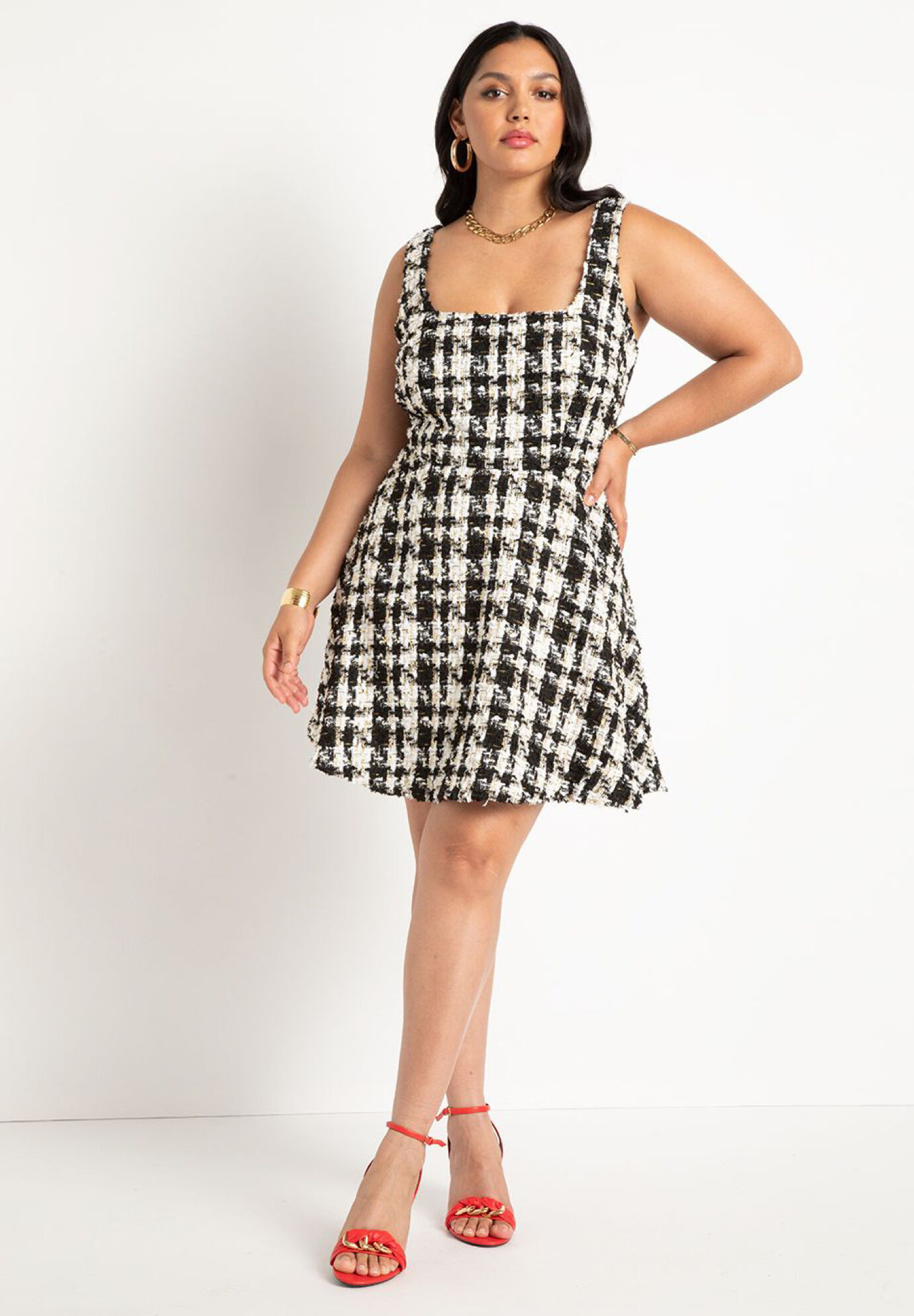 Flare Tweed Mini Jumper | Eloquii