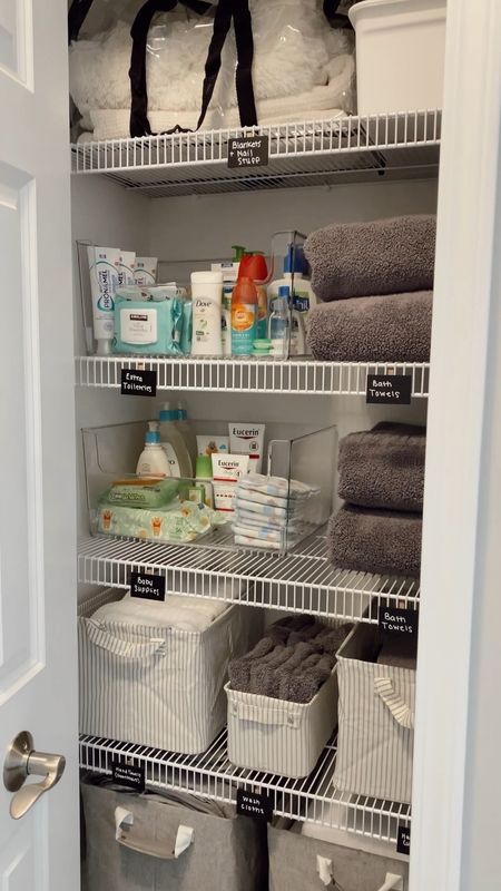 Want to get organized in the new year?! Here’s everything I used to create our beautiful, organized linen closet this past year! PS: Labeling is key so the entire family can help with putting things away in the right spot!

#LTKVideo #LTKhome #LTKfindsunder50