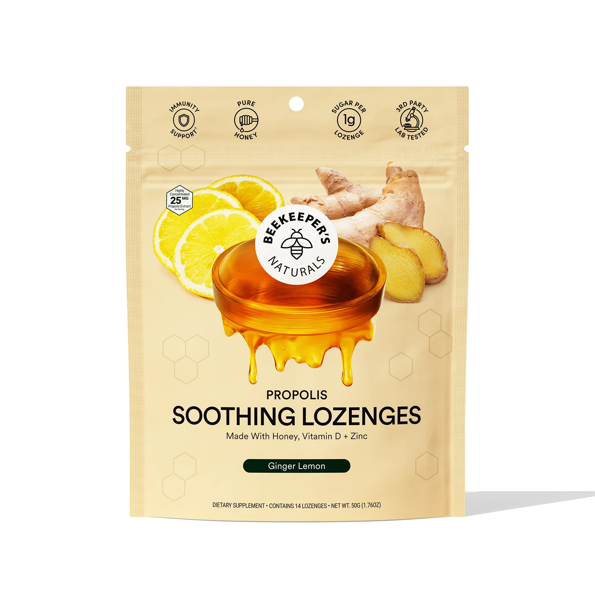 Ginger Lemon Soothing Lozenges | Beekeeper's Naturals