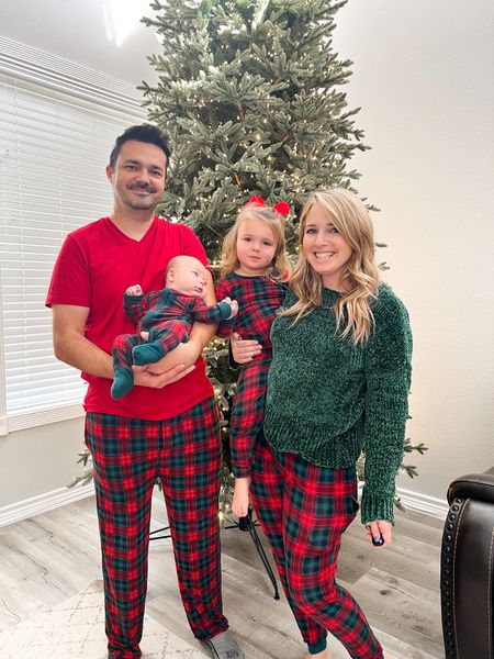 In our Christmas jammies. 🎄 click the link in my bio for the most comfortable family jammies

#LTKfamily #LTKSeasonal #LTKHoliday