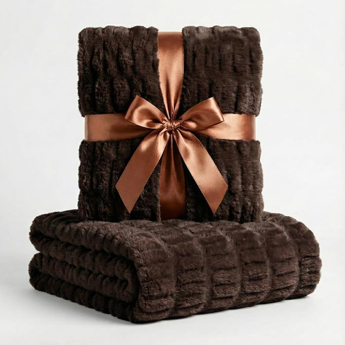 Luxury Concepts Soft Faux Rabbit Fur Throw Blanket - 50" x 60", Elegant Ruched Design Blanket, Ma... | Amazon (US)