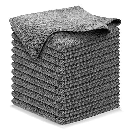 USANOOKS Microfiber Cleaning Cloth Grey - 12 Pcs (12.5"x12.5") - High Performance - 1200 Washes, Ultra Absorbent Microfiber Towel Weave Grime & Liquid for Streak-Free Mirror Shine - Car Washing Cloth | Amazon (US)