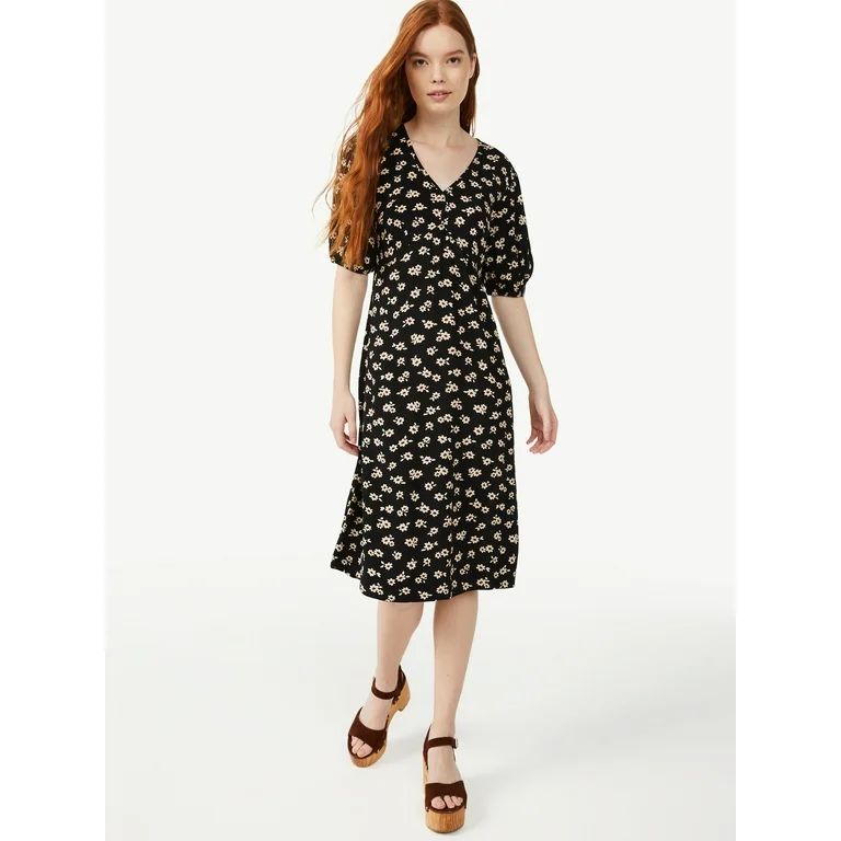 Free Assembly Women's V-Neck Midi Dress | Walmart (US)