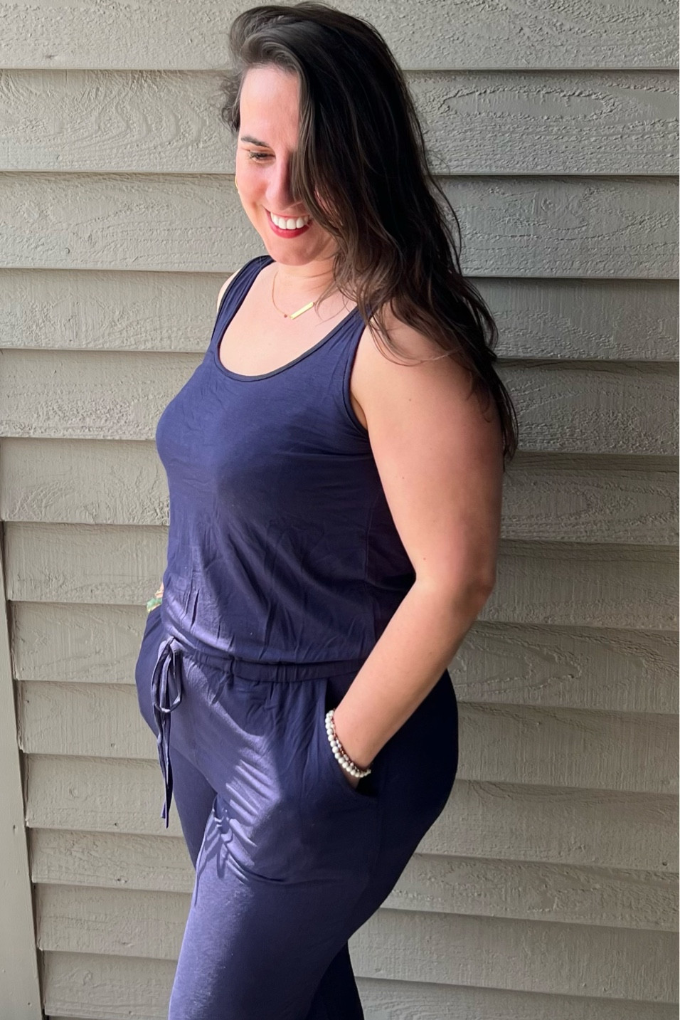 Seriously soft and comfortable. I love a good jumpsuit and this one also has pockets. Perfect for summer days and also layering in the winter. 

Add a some gold accents and it’s a look!

#LTKstyletip #LTKfit #LTKcurves