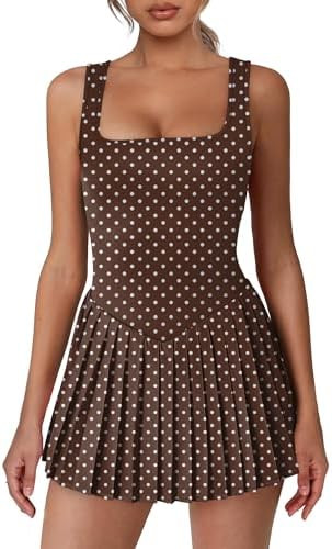 Womens Dresses Pleated Sleeveless Tennis Dress for Women Built in Shorts Golf Athletic Dress with... | Amazon (US)