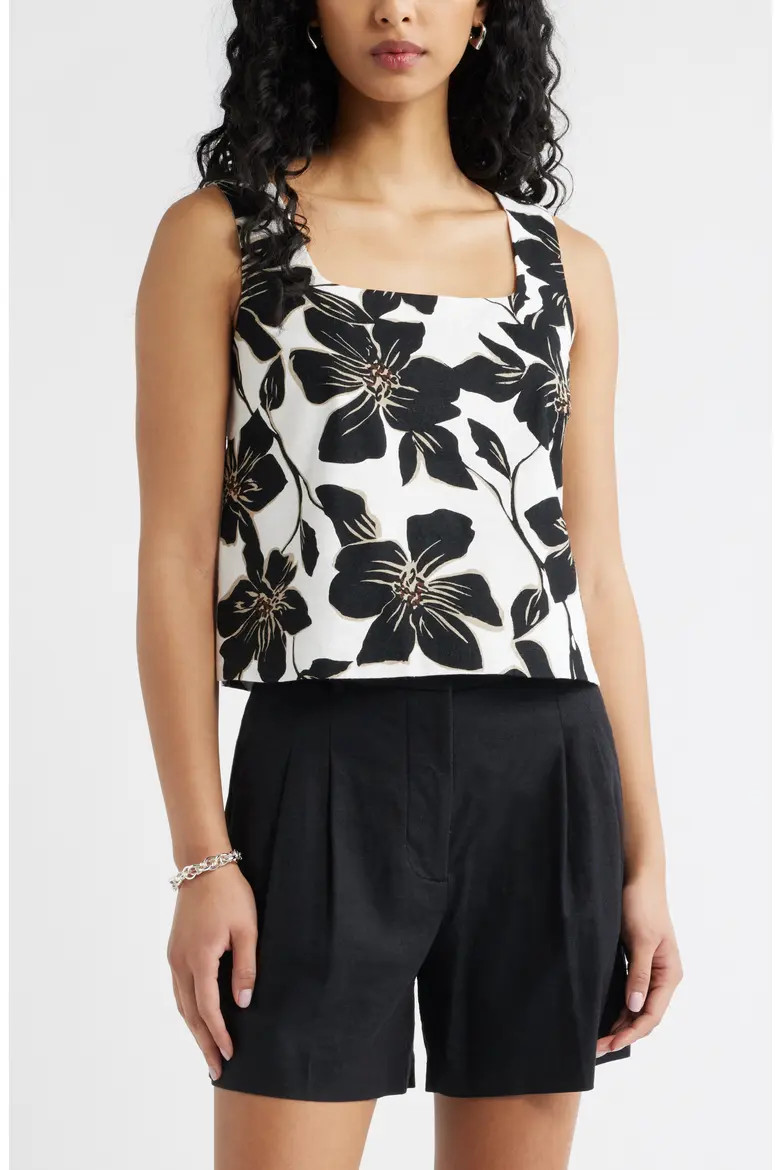 Square Neck Sleeveless Linen Blend Top (Women) | Nordstrom | Nordstrom
