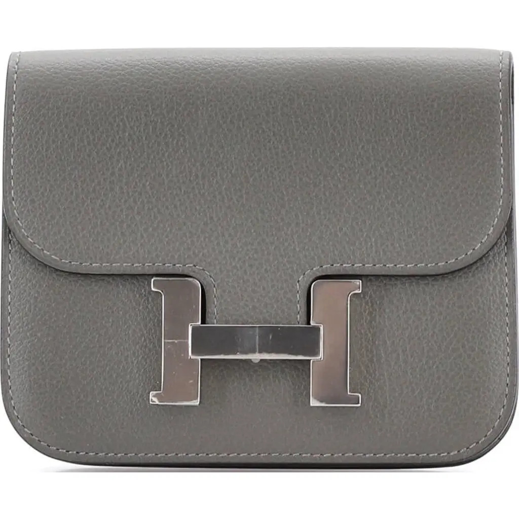 Pre-Owned Hermes Constance Slim Wallet Evercolor in Gris Asphalte at Nordstrom | Nordstrom