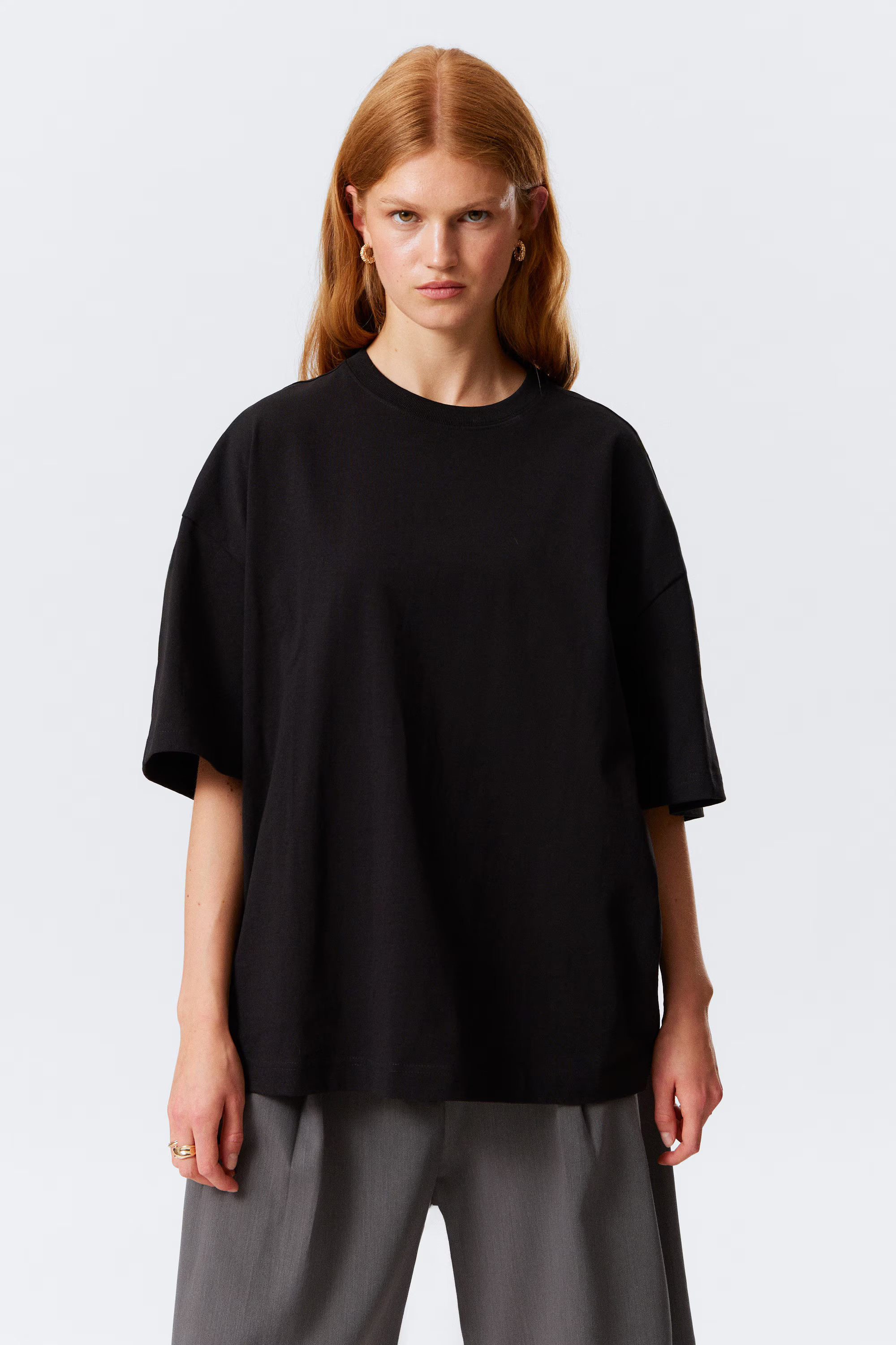 Oversized Short-Sleeved Cotton T-shirt | Weekday