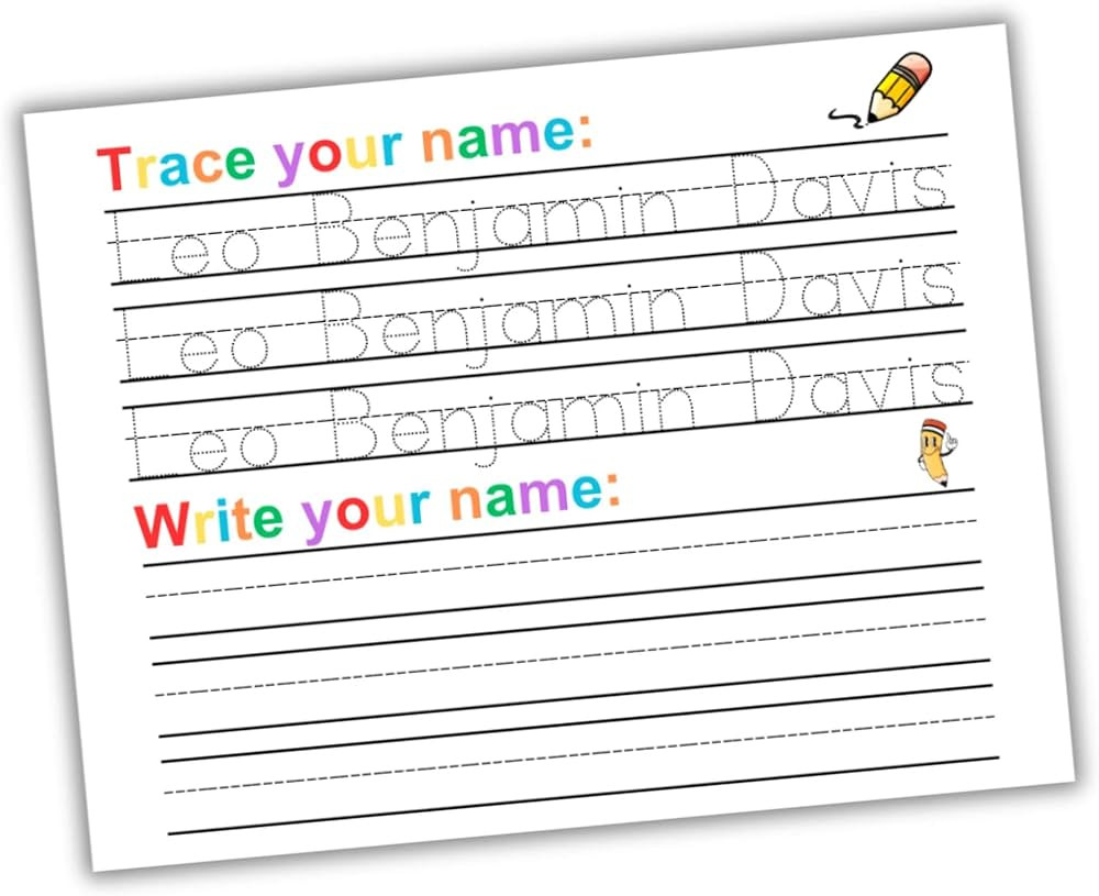 Personalized Name Tracing/Writing Activity Worksheet: Handwriting Practice | Amazon (US)