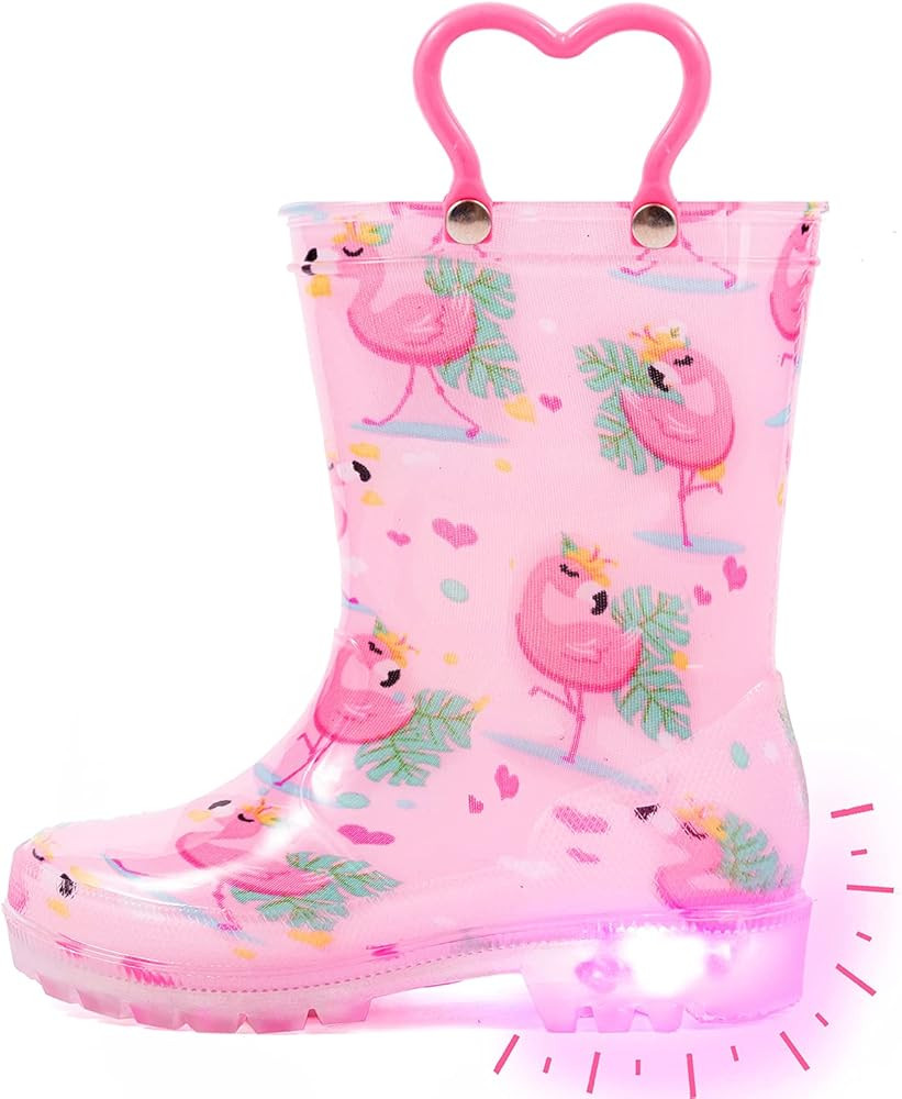 Outee Toddler Kids Adorable Lightwight Waterproof Rain Boots Light Up by Steps | Amazon (US)