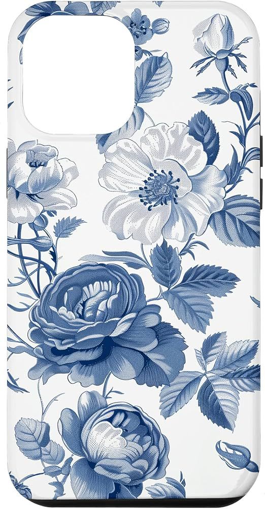 iPhone 15 Plus Toile Pattern Floral pattern Blue and white Case | Amazon (US)
