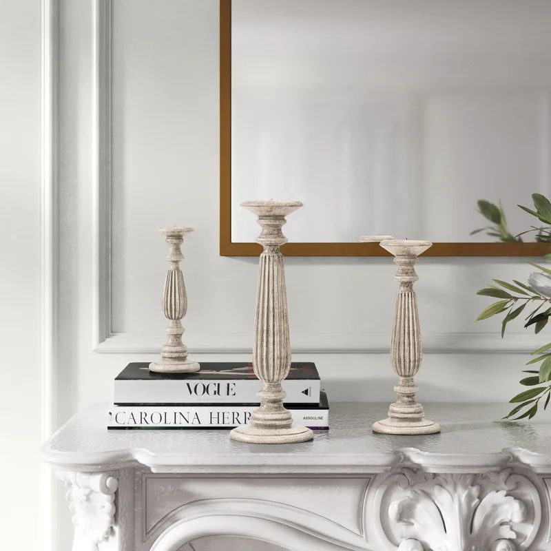 3 Piece Pillar Wood Tabletop Candlestick Set | Wayfair North America