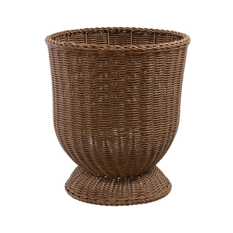 16 Inch Brown Woven Resin Urn Planter Easter Decor Outdoor Indoor Wicker Style Flower Pot Classic... | Walmart (US)