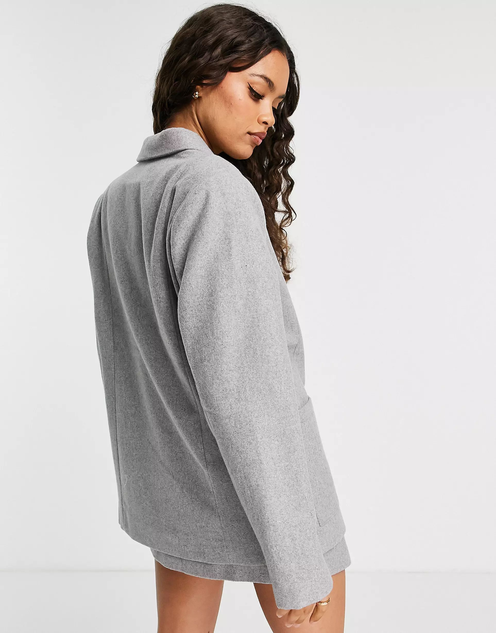 4th & Reckless Petite double breasted blazer co ord in grey | ASOS (Global)