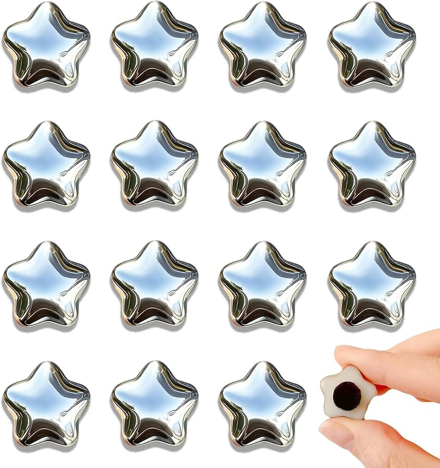 Fridge Magnets,15Pcs Silver Star Magnets Refrigerator Decorative | Amazon (US)