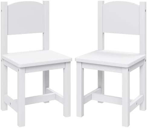 Timy Toddler Wooden Chair Pair, Kids Furniture for Eating, Reading, Playing 2 Pack (White) | Amazon (US)