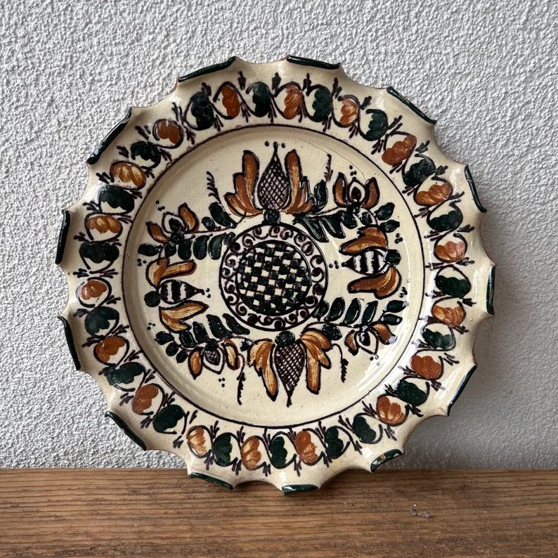 Antique Peasant Wall Plate - Traditional Hand Painted Ceramic Pottery | Etsy (US)