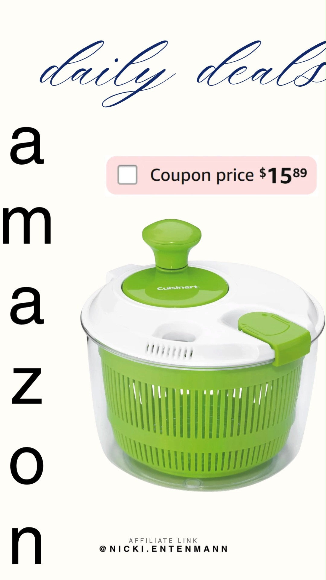 Cuisinart’s salad spinner makes rinsing and drying greens quick, fun, and totally mess‑free. Fresh salads feel effortless when your kitchen tool does the work with a cheerful spin. 🥗✨🌿  

#Cuisinart #saladspinner #kitchenessentials #cookingeasy #mealprep #healthyrecipes #kitchentools #homecooking #foodprep #budgetfriendly 

 #LTKfoodie #LTKHome #LTKSaleAlert