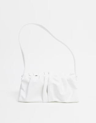 ASOS DESIGN ruched 90s shoulder bag in white | ASOS (Global)