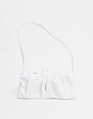 ASOS DESIGN ruched 90s shoulder bag in white | ASOS (Global)