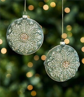 Southern Living Twelve Days of Christmas Collection Glass Snowflake Disc Ornament, Set of 2 | Dil... | Dillard's