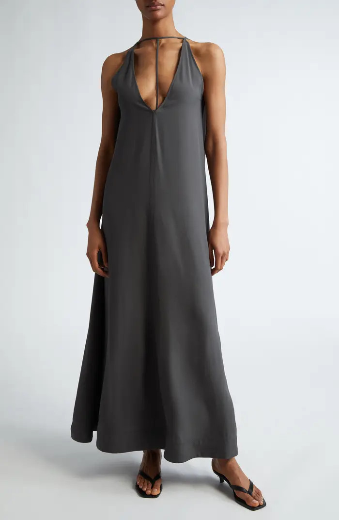 TOTEME T-Strap Crepe Back Satin Maxi Dress | Nordstrom | Nordstrom