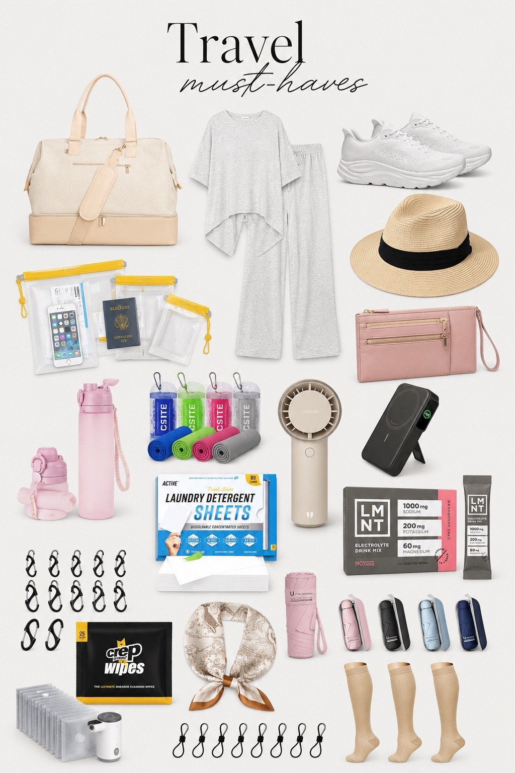 We are en-route to Italy and I’m so grateful for these essential travel items! We will be walking around Rome and it’s HOT! Cooking towels, stand up fan, collapsible water bottles and a mini umbrella are a must! The magnetic hooks are for our stateroom on the cruise ship. This is also the MOST COMFY LOUNGE SET EVER! Perfect for the long flight.

#LTKTravel #LTKOver40