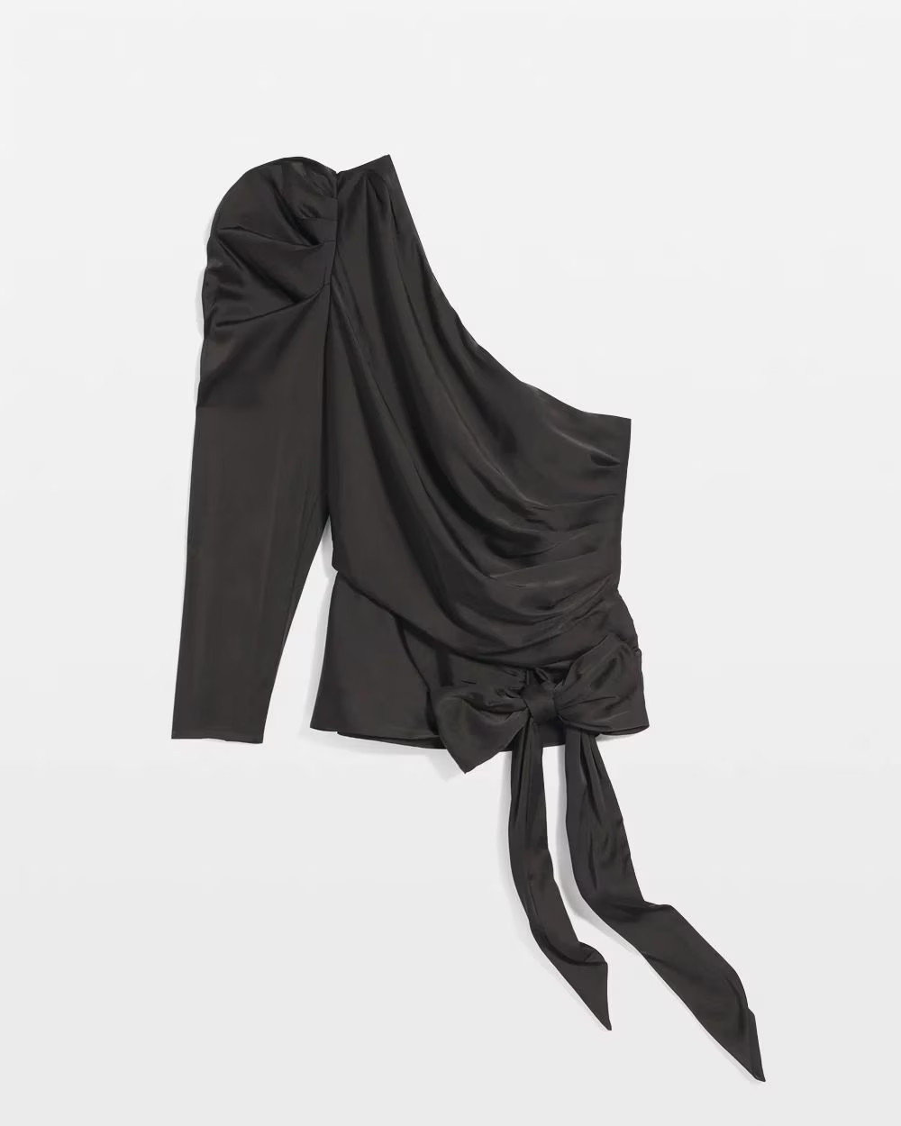 One-Shoulder Tie-Waist Satin Blouse | White House Black Market | White House Black Market