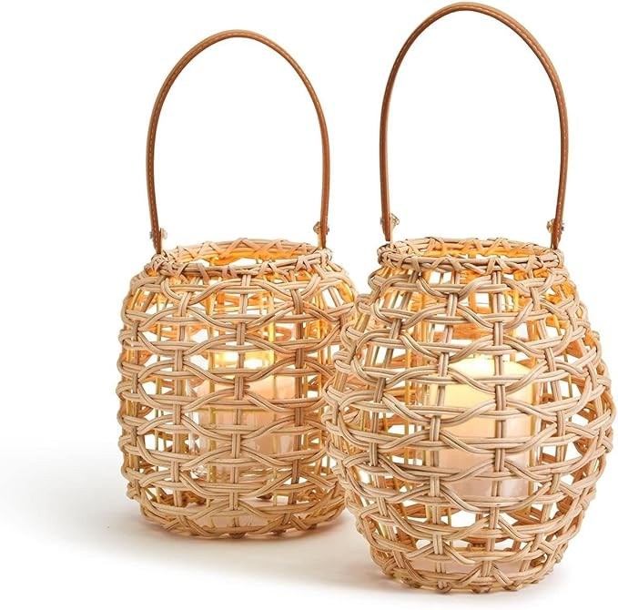 Two's Company Rattan Lantern Decor Assortment of 2 Shapes | Amazon (US)