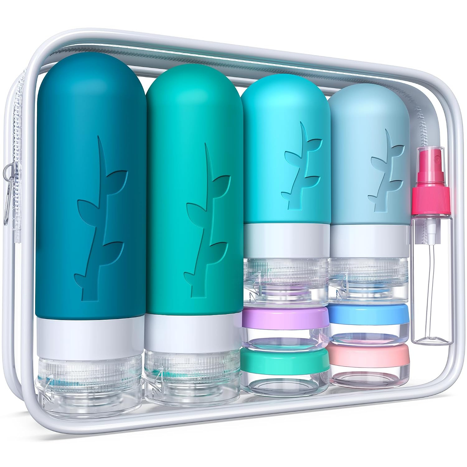 Tocelffe 18pack Travel Bottles for Toiletries,TSA Approved Silicone Travel Containers jar for Toiletries,Leak Proof Refillable Liqus Shampoo And Conditioner Travel Essentials toiletry Bottles | Amazon (US)