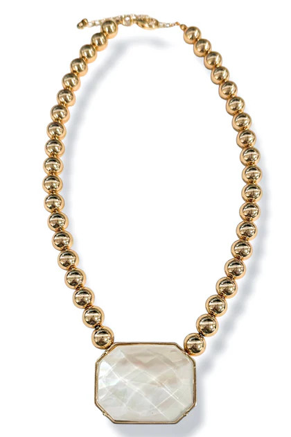 Sparkle In My Eye Cream Stone & Ball Bead Necklace | The Willow Tree