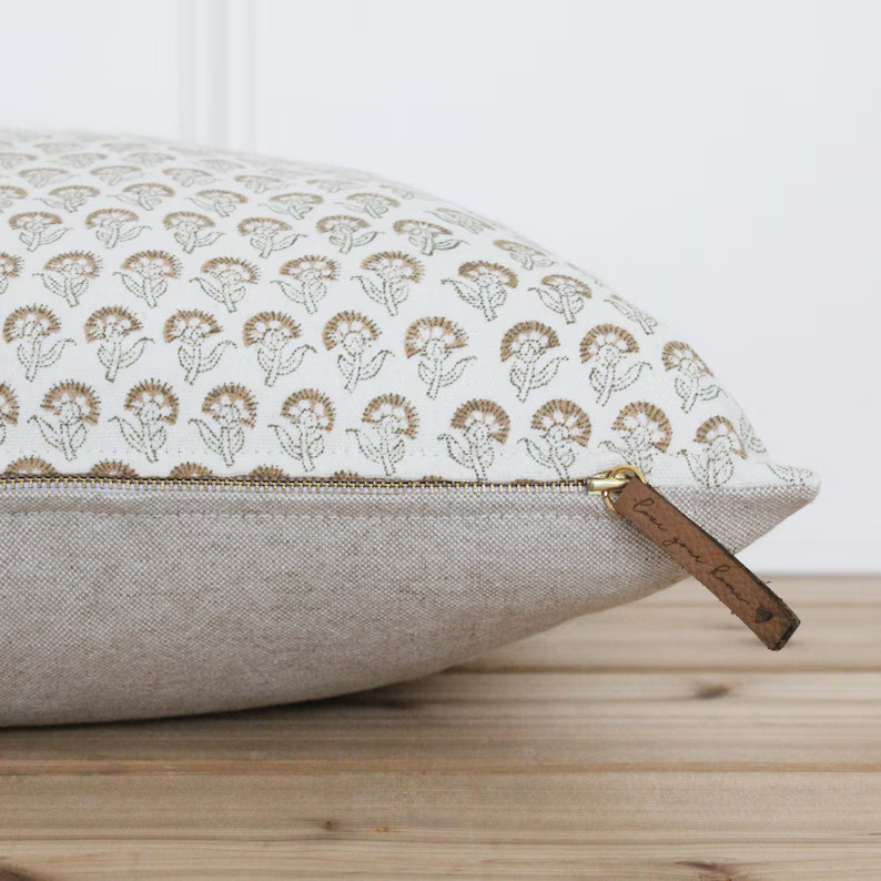 Hand Block Botanical Pillow Cover | Indian Floral Pillow Cover | Block Printed Pillow Cover | Dec... | Etsy (US)