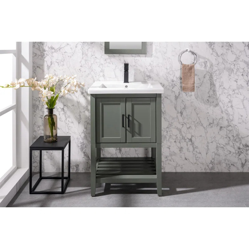 Maloy 24'' Free Standing Single Bathroom Vanity with Ceramic Top | Wayfair North America