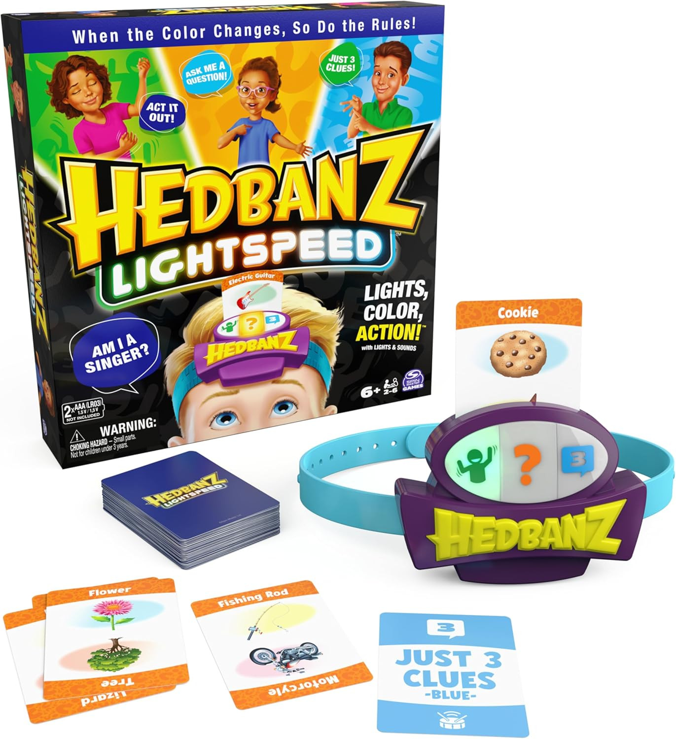 Hedbanz Lightspeed Game with Lights & Sounds | Family Games | Games for Family Game Night| Kids G... | Amazon (US)