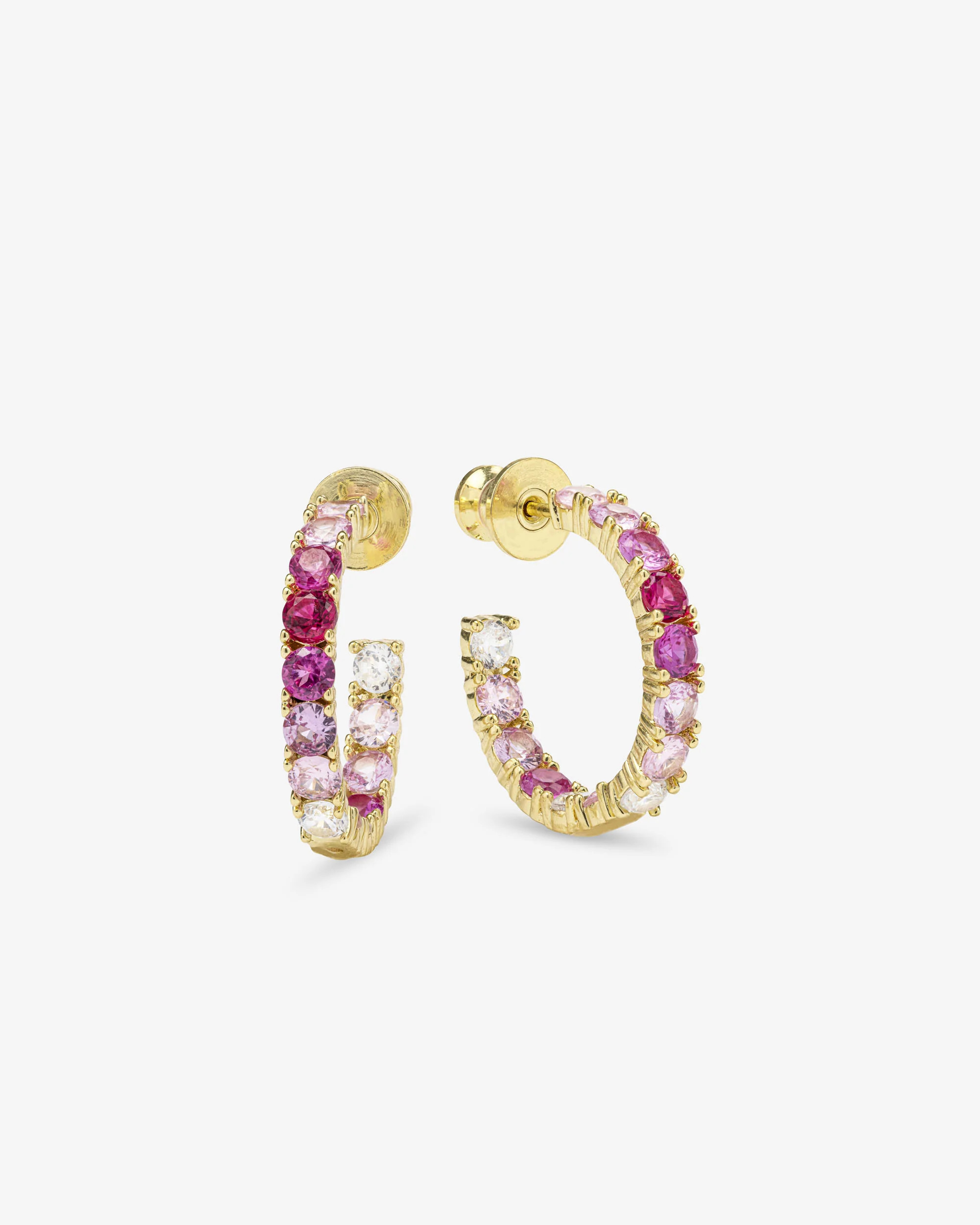 Heiress Ombré Hoops .75"" - Gold|Pink Sapphire Ombré | Melinda Maria Jewelry