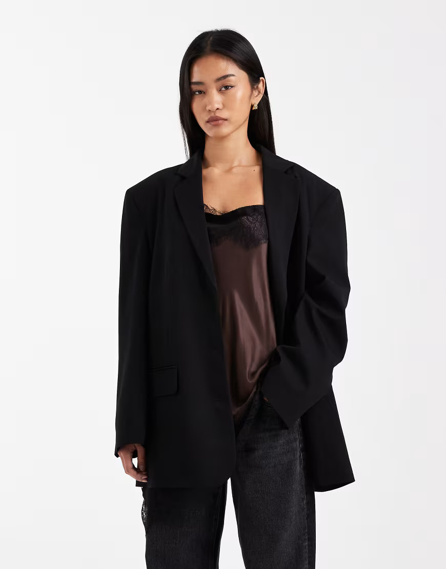ASOS DESIGN wrap back blazer in charcoal-Black | ASOS (Global)