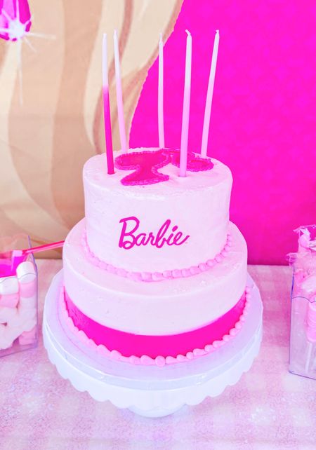 Barbie Birthday Cake for my little girls 5th birthday party! #barbieparty 
#pinkbirthday 
#pinkcake
#merimeri 

#LTKfamily #LTKGiftGuide #LTKkids