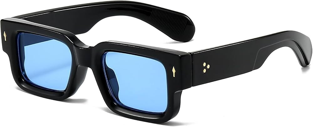 EYLRIM Thick Frame Square Sunglasses for Women Men Chunky Rectangle Sun Glasses Black Shades UV40... | Amazon (US)