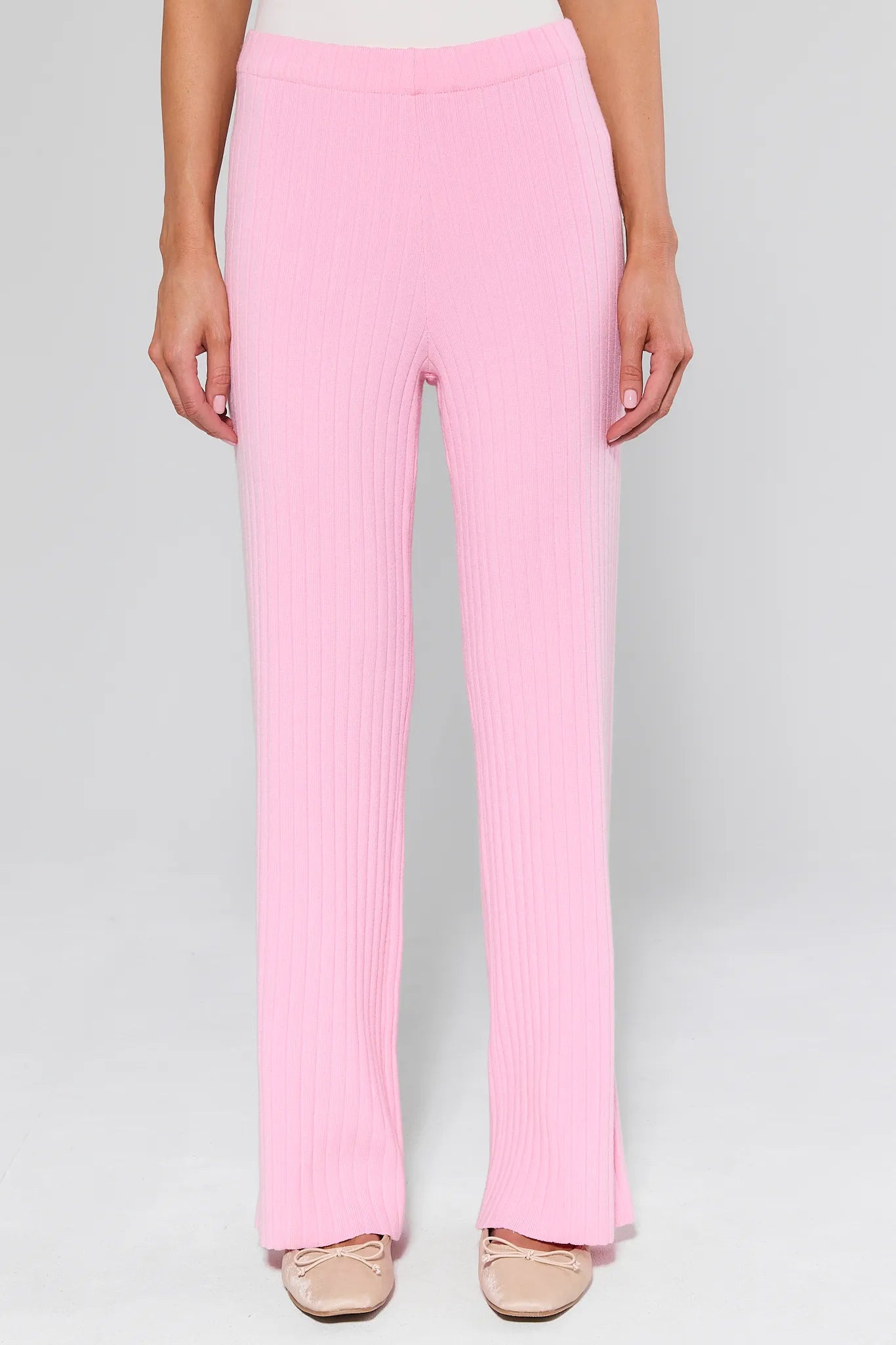 Brianna Pink Ribbed Knit Pants | Avara