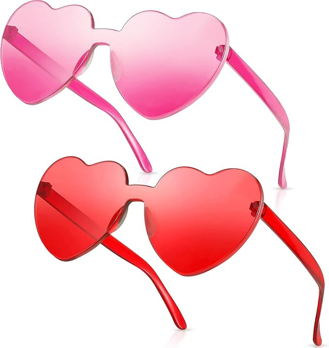 RTBOFY Two Pairs of Heart Sunglasses for Fashion Party Queen Style,Rimless Heart Shaped Sunglasse... | Amazon (US)