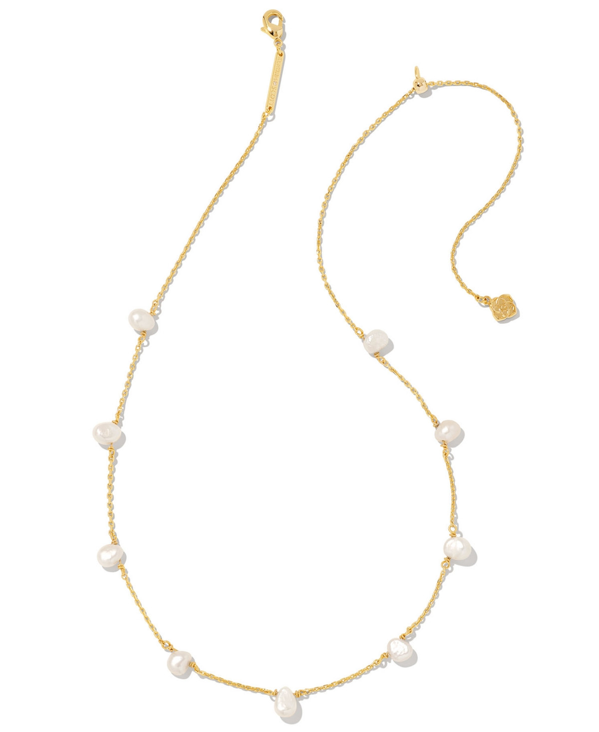 Kendra Scott Freshwater Cultured Pearl 14K Gold Plated Over Brass Leighton Strand Necklace - Gold White | Macy's