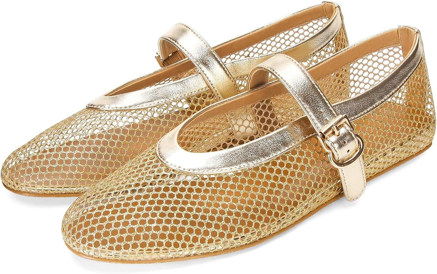 MICIFA Women's Mesh Ballet Flats Fishnet Ballerina Flats Buckle Strap Mary Jane Causal Daily Dres... | Amazon (US)