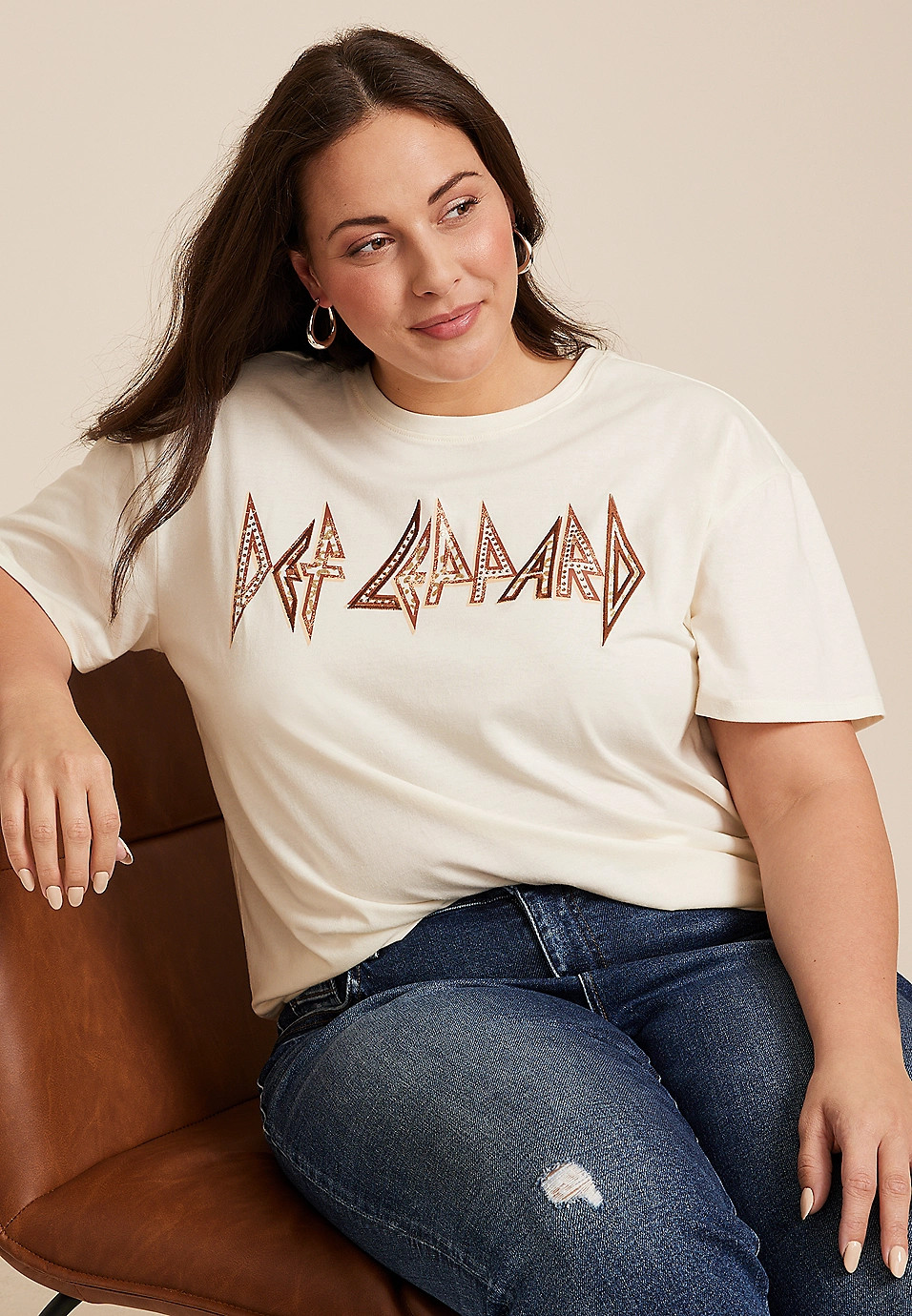 Plus Size Def Leppard Oversized Fit Graphic Tee | Maurices