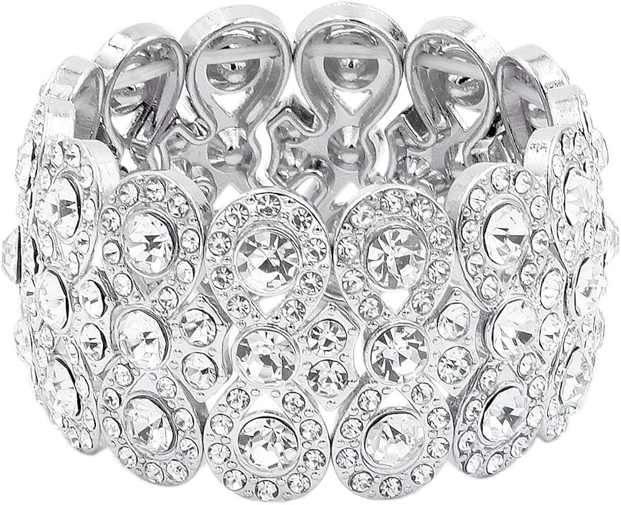 Lavencious Infinity Shape Rhinestone Stretch Bracelet Evening Party Jewelry 7” | Amazon (US)