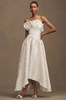 Elliatt Caspian Strapless Jacquard High-Low Midi Dress | Anthropologie (US)